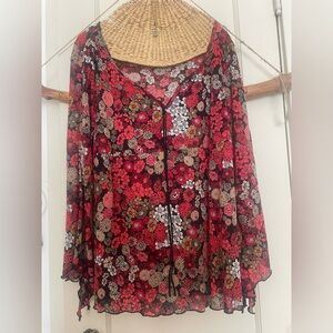 Y2K Vintage Plus Size Top - Frilly Bell Sleeves